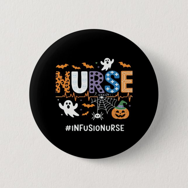 Infusion Nurse Nursing Stethoscope Halloween Essen 6 Cm Round Badge (Front)