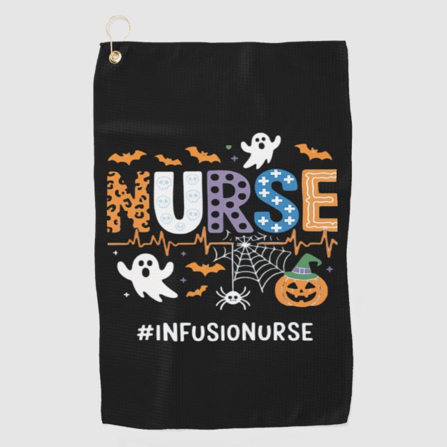 Infusion Nurse Nursing Stethoscope Halloween Essen Golf Towel (Front)