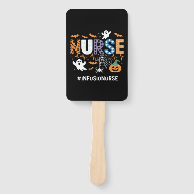 Infusion Nurse Nursing Stethoscope Halloween Essen Hand Fan (Front)