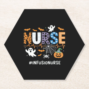 Infusion Nurse Nursing Stethoscope Halloween Essen Paper Coaster