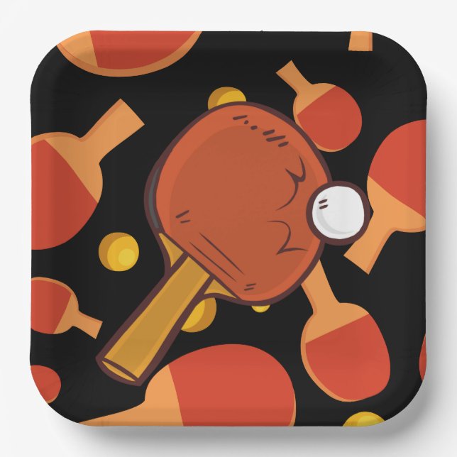 {ing Pong Table Tennis Birthday Party Paper Plate (Front)