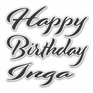 Inga Name Vorname black Sticker Geburtstag