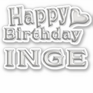Inge Happy Birthday silver Sticker