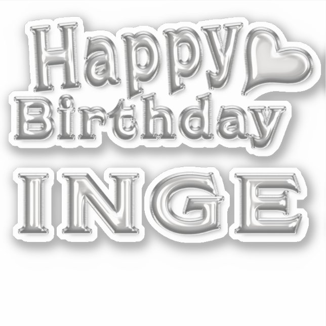 Inge Happy Birthday silver Sticker (Front)