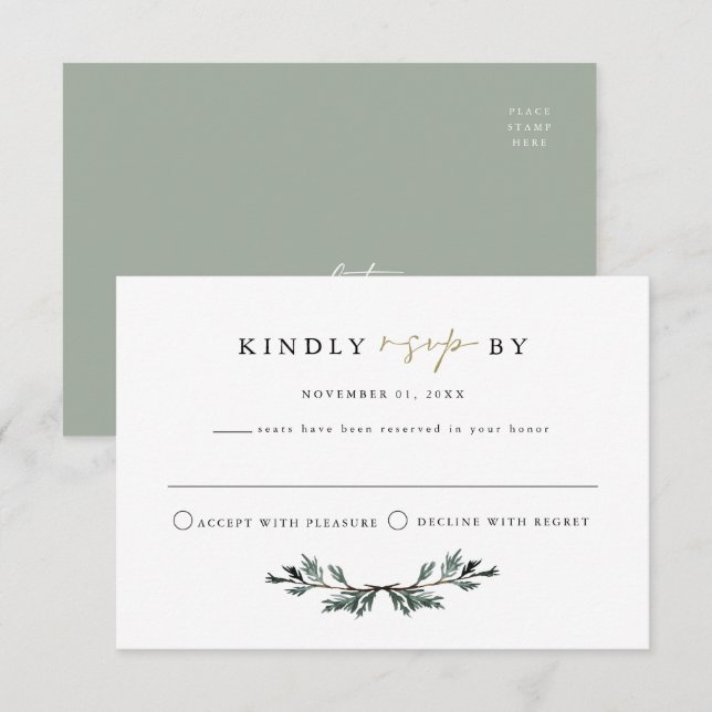 INGE Scandinavian Winter Pine RSVP Postcard (Front/Back)