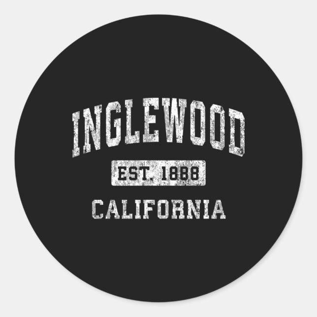 Inglewood California Ca Established Sports Classic Round Sticker (Front)