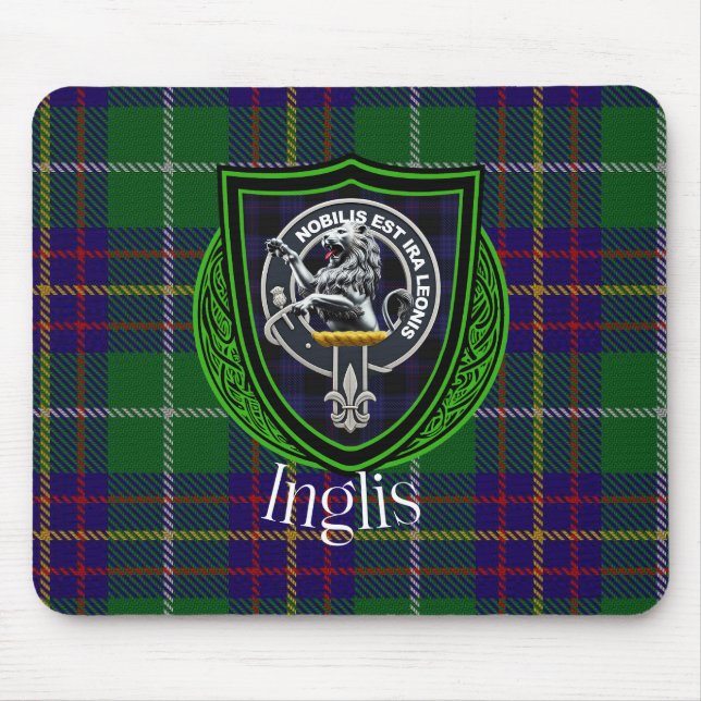 Inglis Scottish Clan Tartan and Crest  Mouse Pad (Front)