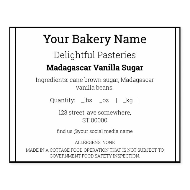 Ingredient Label Rubber Stamp (Imprint)