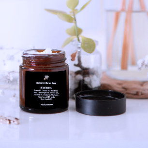 Ingredient list with Logo website on black Square Sticker