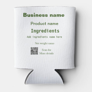 Ingredients add product name weight scan Q R detai Can Cooler