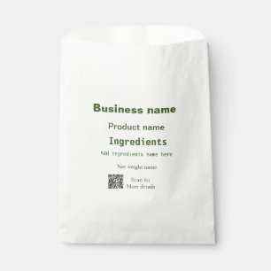 Ingredients add product name weight scan Q R detai Favour Bag