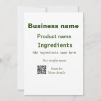 Ingredients add product name weight scan Q R detai