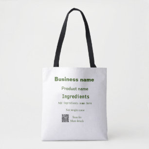 Ingredients add product name weight scan Q R detai Tote Bag