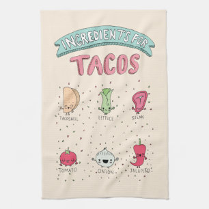 INGREDIENTS FOR TACOS TEA TOWEL