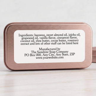 Ingredients Label for Lip Balm Tin