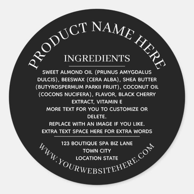 Ingredients Label Simple Black White (Front)