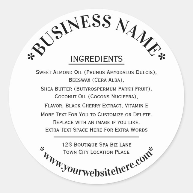 Ingredients Label White Black (Front)
