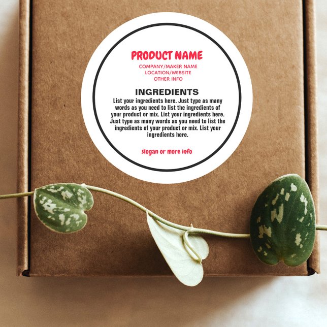 Ingredients Label with product and maker info (Creator Uploaded)