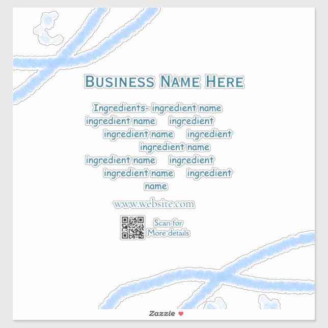 Ingredients name add business name website QR code (Sheet)