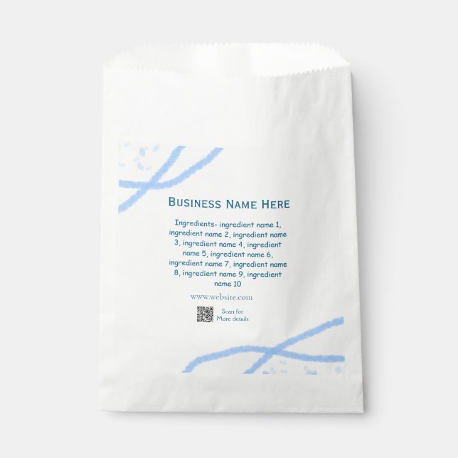 Ingredients name add business name website QR code Favour Bag (Front)