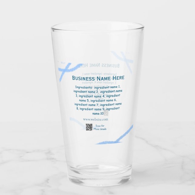 Ingredients name add business name website QR code Glass (Front)