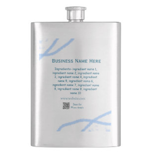Ingredients name add business name website QR code Hip Flask