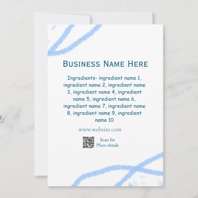 Ingredients name add business name website QR code Holiday Card (Front)