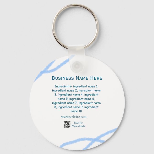 Ingredients name add business name website QR code Key Ring (Front)