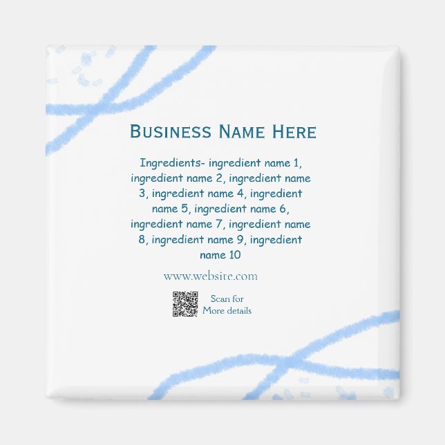 Ingredients name add business name website QR code Magnet (Front)