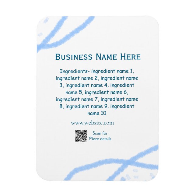 Ingredients name add business name website QR code Magnet (Vertical)