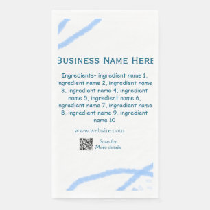 Ingredients name add business name website QR code Napkin