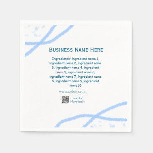 Ingredients name add business name website QR code Napkin