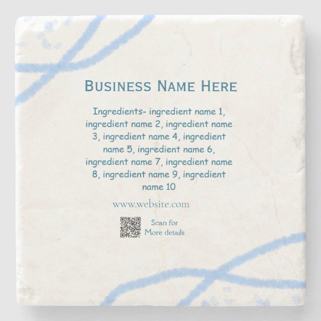 Ingredients name add business name website QR code Stone Coaster (Front)