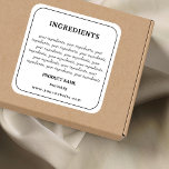 Ingredients Product Label<br><div class="desc">Modern,  simple design in black and white for personalised business ingredients product labels. Personalise this design for yourself! If you need to change text size,  text position just select the ''Customise it'' button and adjust the design for yourself.</div>