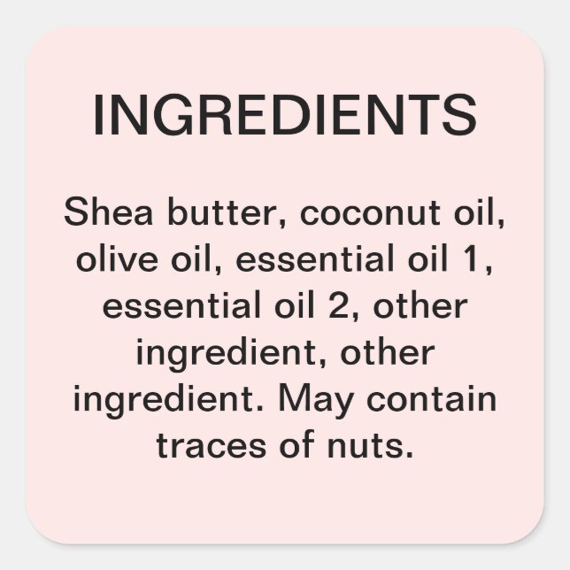 Ingredients simple business product label sticker (Front)