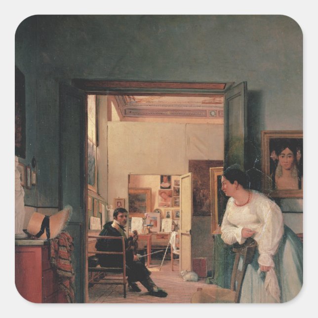 Ingres' Studio in Rome Square Sticker (Front)
