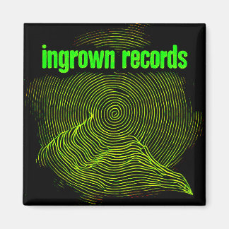 Ingrown Records Green Woodcut Spiral Small Magnet