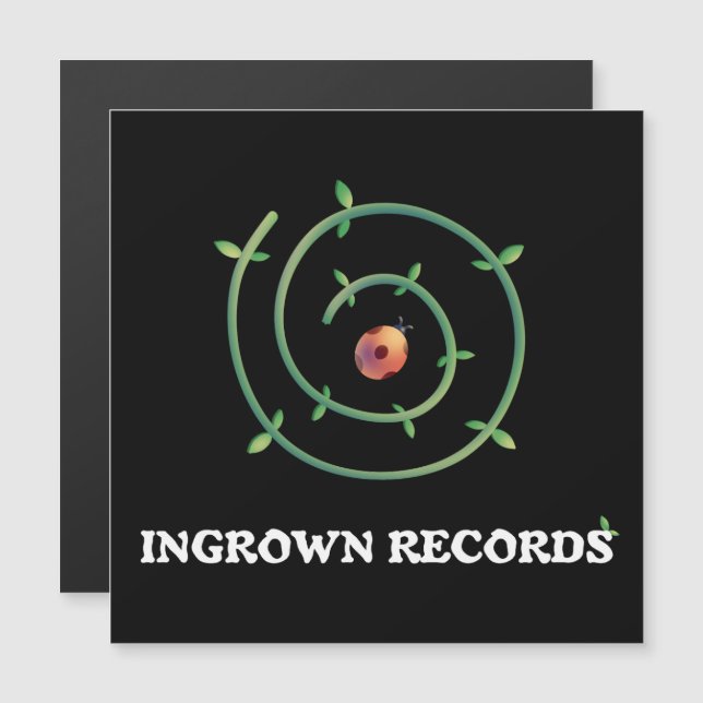 Ingrown Records Ladybug Spiral Magnet Card Black (Front/Back)