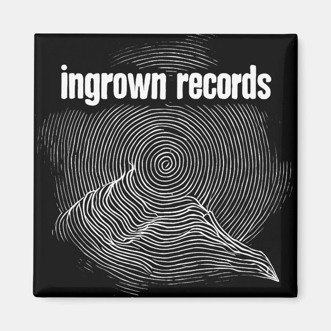 Ingrown Records Woodcut Small Magnet (Front)