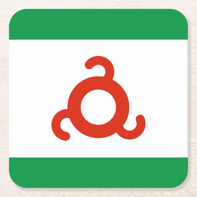 Ingushetia Flag Square Paper Coaster (Front)