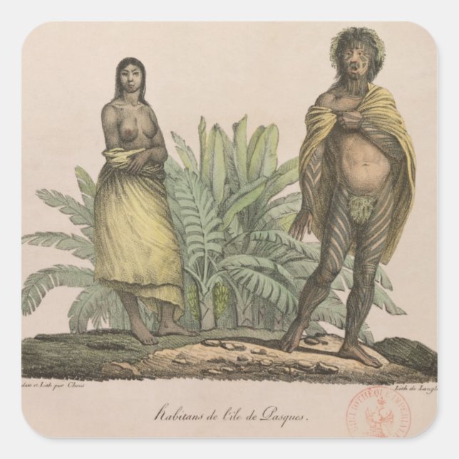 Inhabitants of Easter Island Square Sticker (Front)