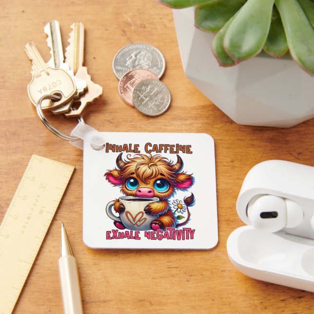 Inhale Caffeine Exhale Negativity  Key Ring (Desk)