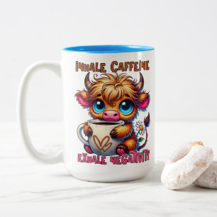 Inhale Caffeine Exhale Negativity  Two-Tone Coffee Mug
