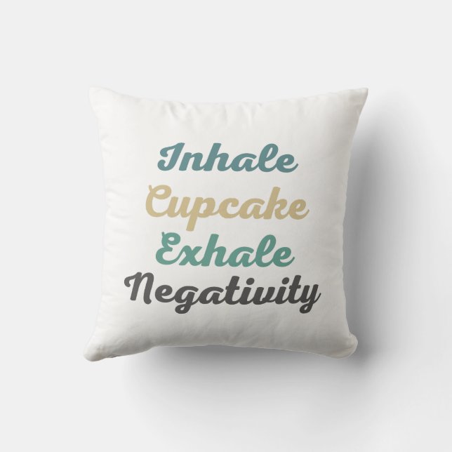 Inhale Cupcake Exhale Negativity Throw Pillow (Back)