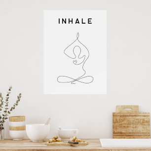 Inhale Exhale Breathing Yoga pose modern studio Poster