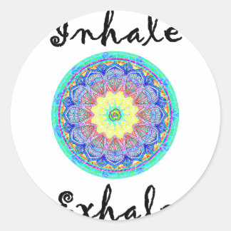 inhale exhale classic round sticker