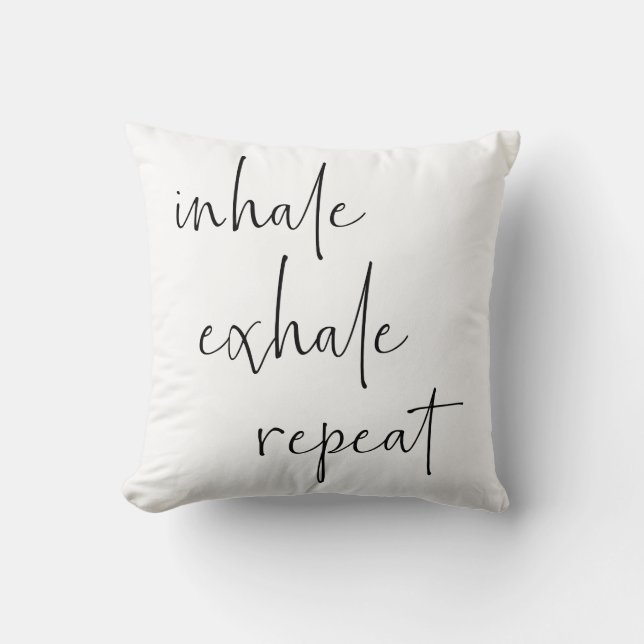Inhale Exhale Meditation Calm Breathe Minimalist Cushion (Front)