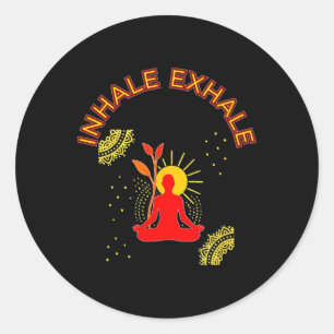 Inhale Exhale Meditation Energy Mandala Art Classic Round Sticker