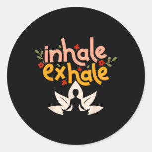 Inhale Exhale Meditation Energy Mandala Art Yoga W Classic Round Sticker