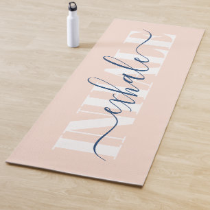 Inhale exhale modern blush pink white quote yoga mat